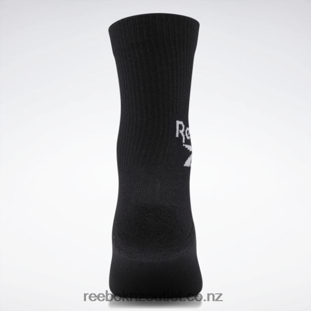 Black 2B46261016 Classics Fold-Over Crew Socks 3 Pairs Reebok