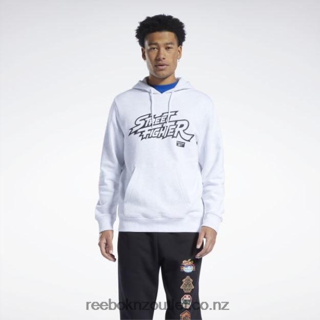 White Melange 2B4626363 Street Fighter Graphic Hoodie Reebok