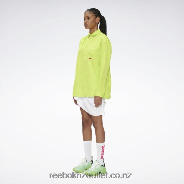 Sonic Green 2B4626236 Pyer Moss Draped Button-Down Shirt Reebok