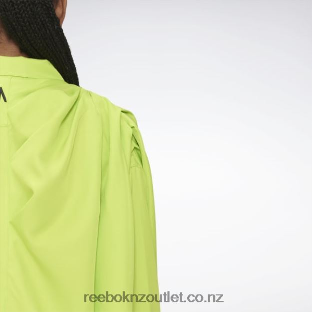 Sonic Green 2B4626236 Pyer Moss Draped Button-Down Shirt Reebok