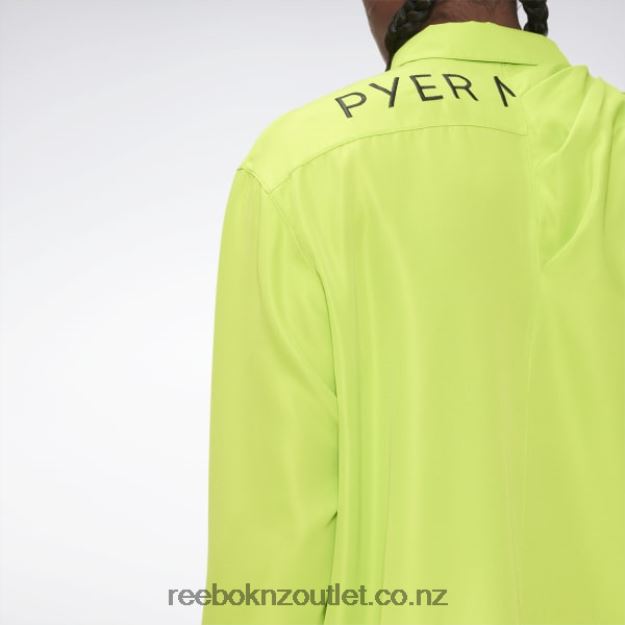 Sonic Green 2B4626236 Pyer Moss Draped Button-Down Shirt Reebok