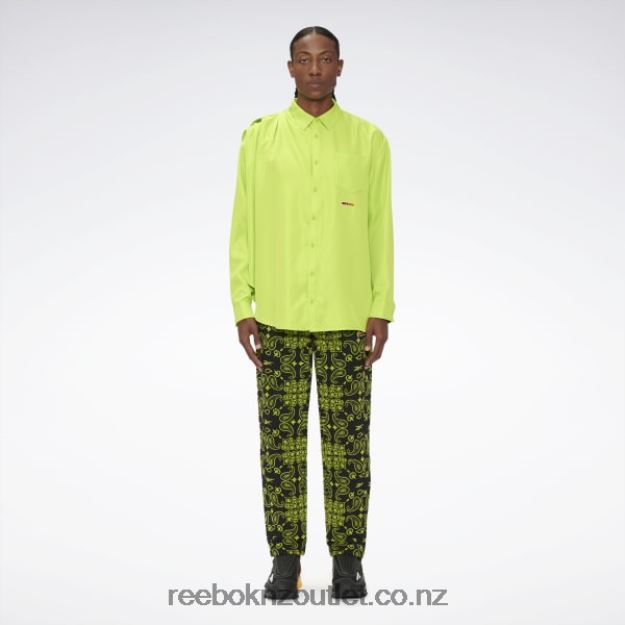 Sonic Green 2B4626236 Pyer Moss Draped Button-Down Shirt Reebok