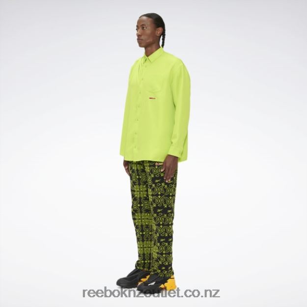 Sonic Green 2B4626236 Pyer Moss Draped Button-Down Shirt Reebok