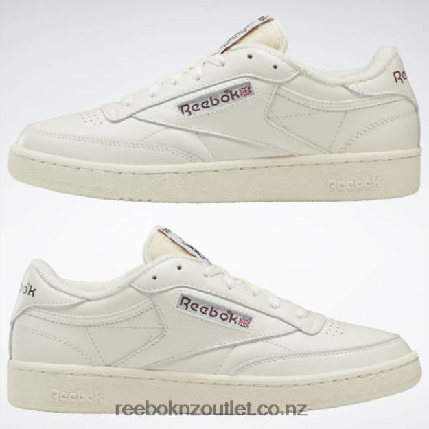 Chalk/Alabaster/Maroon 2B462615 Club C 85 Vintage Shoes Reebok