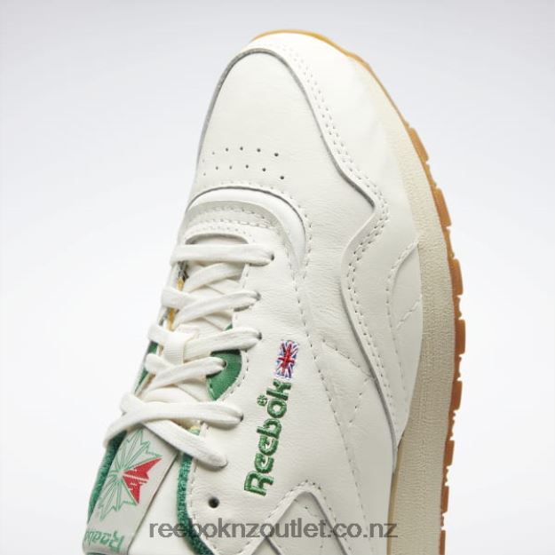 Chalk/Glen Green/Alabaster 2B4626591 Classic Leather Plus Shoes Reebok