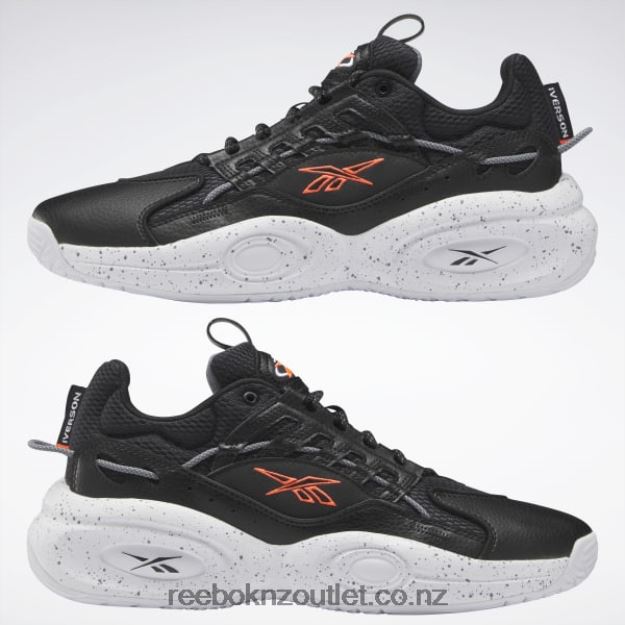 Core Black/Ftwr White/Orange Flare 2B4626227 Solution Mid Basketball Shoes Reebok