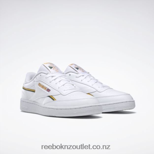 Ftwr White/Collegiate Gold/Dark Green 2B4626313 Club C 85 Vegan Shoes Reebok