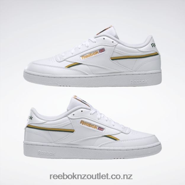 Ftwr White/Collegiate Gold/Dark Green 2B4626313 Club C 85 Vegan Shoes Reebok