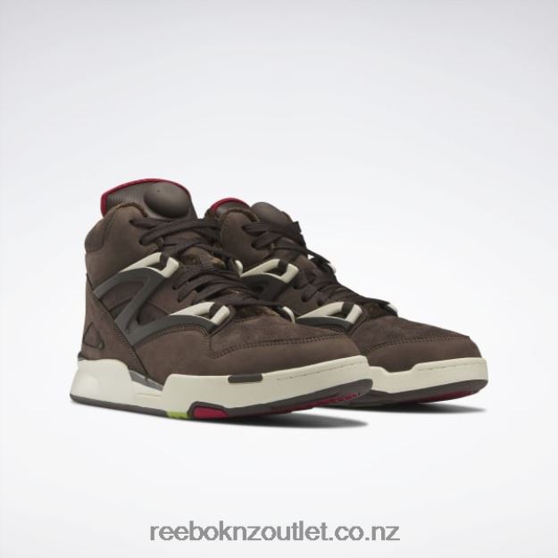 Grizzly Brown/Dark Brown/Crimson Mist 2B462675 Pump Omni Zone II Basketball Shoes Reebok