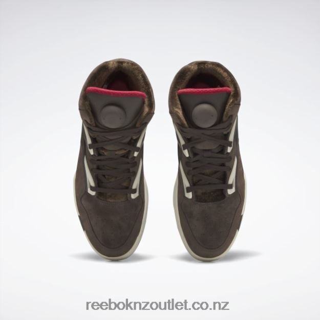 Grizzly Brown/Dark Brown/Crimson Mist 2B462675 Pump Omni Zone II Basketball Shoes Reebok