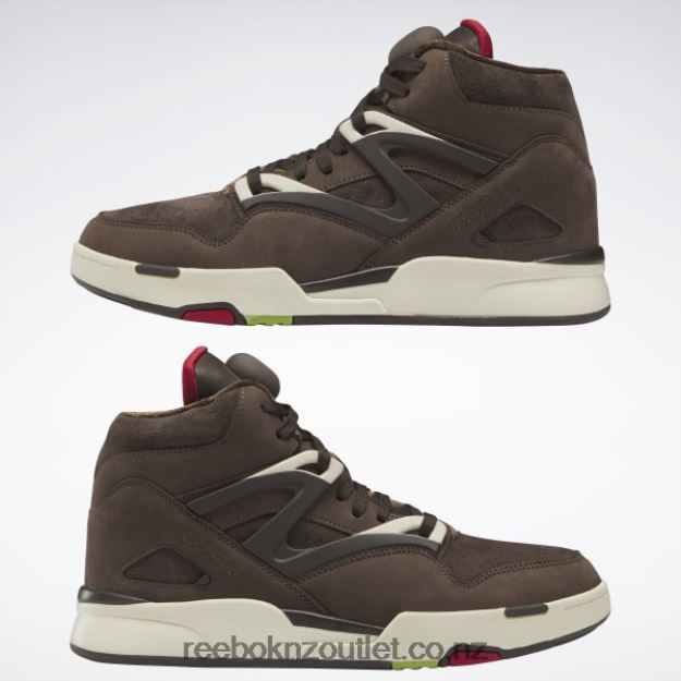Grizzly Brown/Dark Brown/Crimson Mist 2B462675 Pump Omni Zone II Basketball Shoes Reebok
