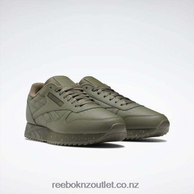 Hunter Green/Pure Grey 3/Army Green 2B4626238 Classic Leather Ripple Shoes Reebok
