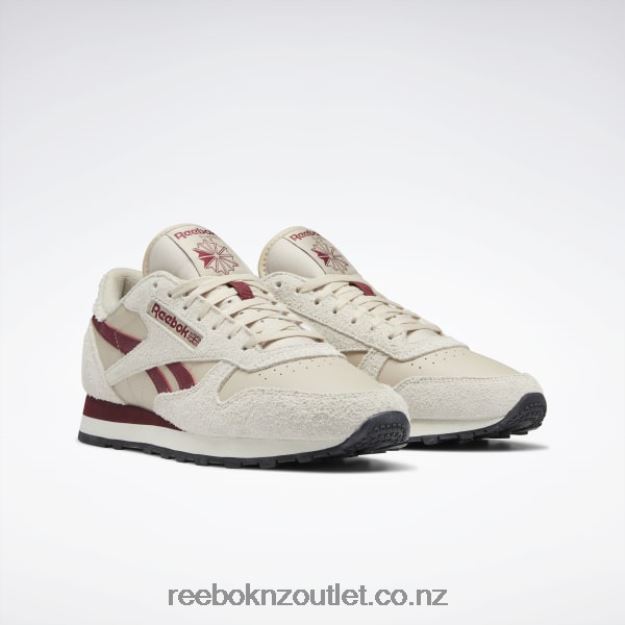Modern Beige/Alabaster/Classic Burgundy 2B462658 Classic Leather Shoes Reebok