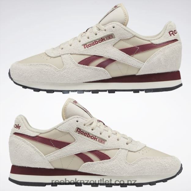 Modern Beige/Alabaster/Classic Burgundy 2B462658 Classic Leather Shoes Reebok