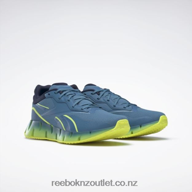 Steely Blue S23-R/Solar Acid Yellow/Vector Navy 2B4626195 Zig Dynamica 4 Shoes Reebok