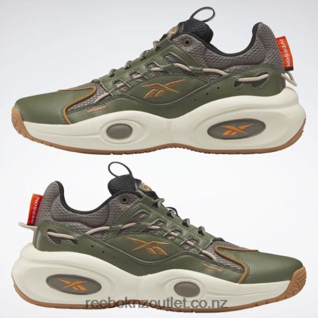 Trek Grey/Hunter Green/Wild Brown 2B4626213 Solution Mid Basketball Shoes Reebok