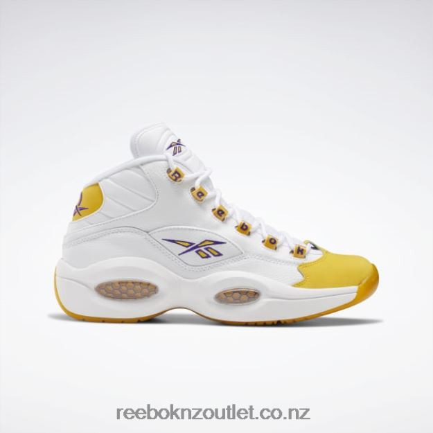 White/Yellow Thread/Ultra Violet 2B462630 Question Mid Basketball Shoes Reebok
