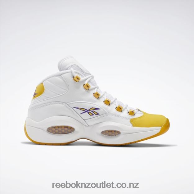 White/Yellow Thread/Ultra Violet 2B462630 Question Mid Basketball Shoes Reebok