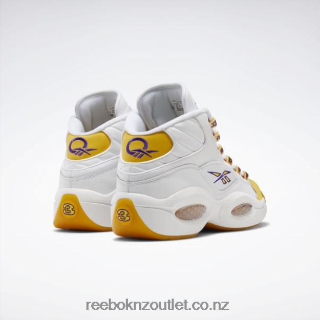 White/Yellow Thread/Ultra Violet 2B462630 Question Mid Basketball Shoes Reebok