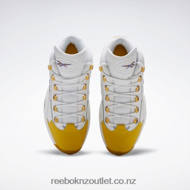 White/Yellow Thread/Ultra Violet 2B462630 Question Mid Basketball Shoes Reebok