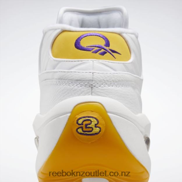 White/Yellow Thread/Ultra Violet 2B462630 Question Mid Basketball Shoes Reebok