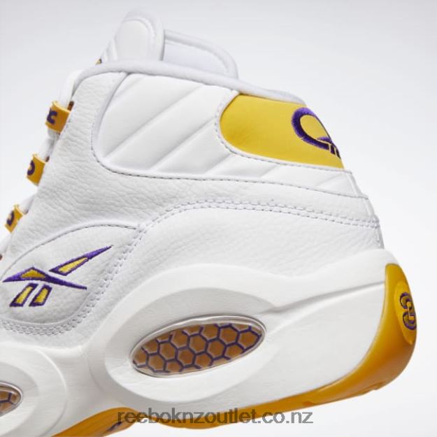 White/Yellow Thread/Ultra Violet 2B462630 Question Mid Basketball Shoes Reebok