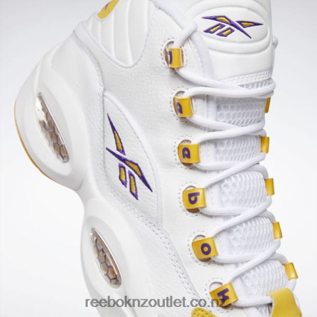 White/Yellow Thread/Ultra Violet 2B462630 Question Mid Basketball Shoes Reebok