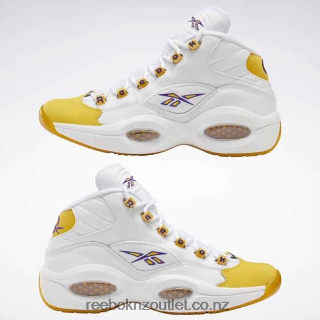 White/Yellow Thread/Ultra Violet 2B462630 Question Mid Basketball Shoes Reebok