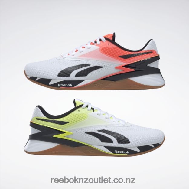Ftwr White/Orange Flare/Solar Acid Yellow 2B462625 Nano X3 Shoes Reebok
