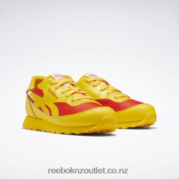 Always Yellow/Racer Red 2B46261407 The Animals Observatory Classic Leather Shoes - Preschool Reebok Kids