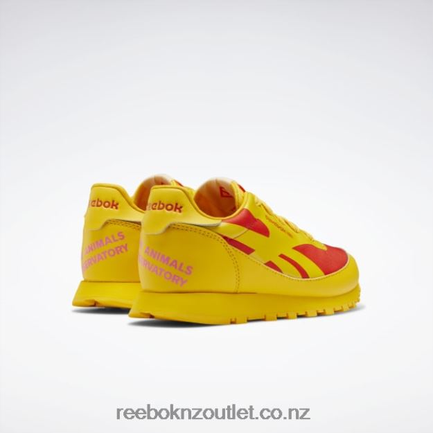Always Yellow/Racer Red 2B46261407 The Animals Observatory Classic Leather Shoes - Preschool Reebok Kids