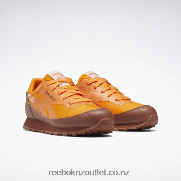 Boulder Brown/Bright Orange/Solar Acid Yellow 2B46261415 The Animals Observatory Classic Leather Shoes - Preschool Reebok Kids