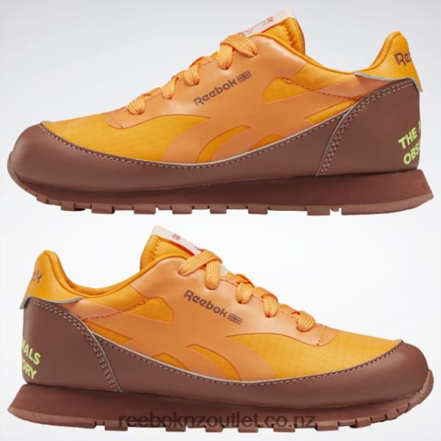 Boulder Brown/Bright Orange/Solar Acid Yellow 2B46261415 The Animals Observatory Classic Leather Shoes - Preschool Reebok Kids
