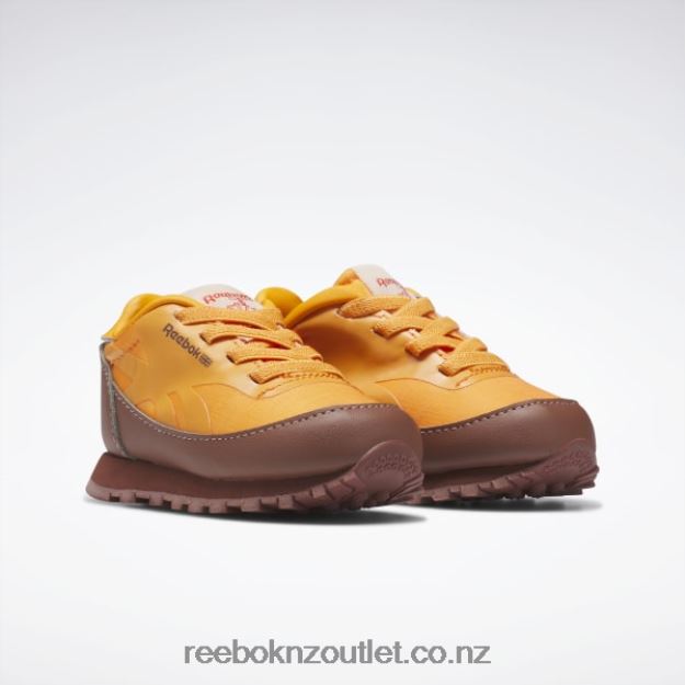 Boulder Brown/Bright Orange/Solar Acid Yellow 2B46261435 The Animals Observatory Classic Leather Shoes - Toddler Reebok Kids