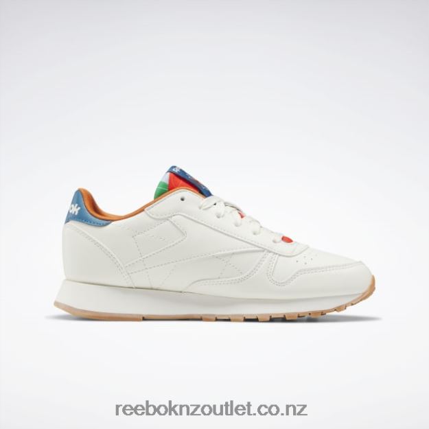 Chalk/Steely Blue S23-R 2B46261399 Classic Leather Shoes - Grade School Reebok Kids