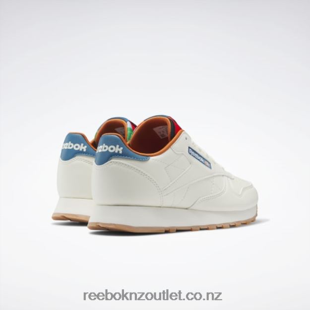 Chalk/Steely Blue S23-R 2B46261399 Classic Leather Shoes - Grade School Reebok Kids