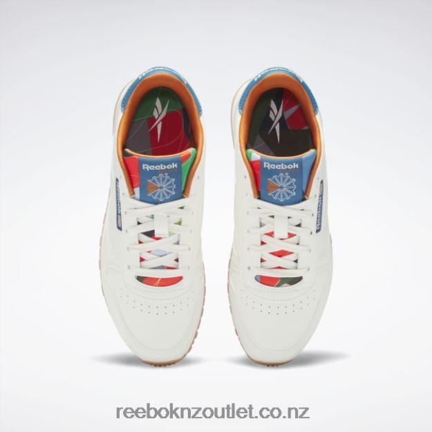 Chalk/Steely Blue S23-R 2B46261399 Classic Leather Shoes - Grade School Reebok Kids