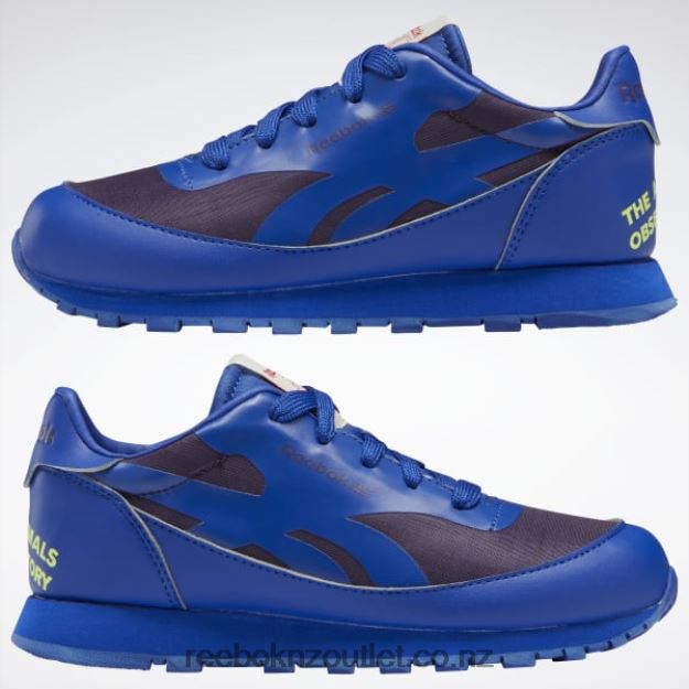 Cobalt/Purple Skills/Solar Acid Yellow 2B46261395 The Animals Observatory Classic Leather Shoes - Preschool Reebok Kids