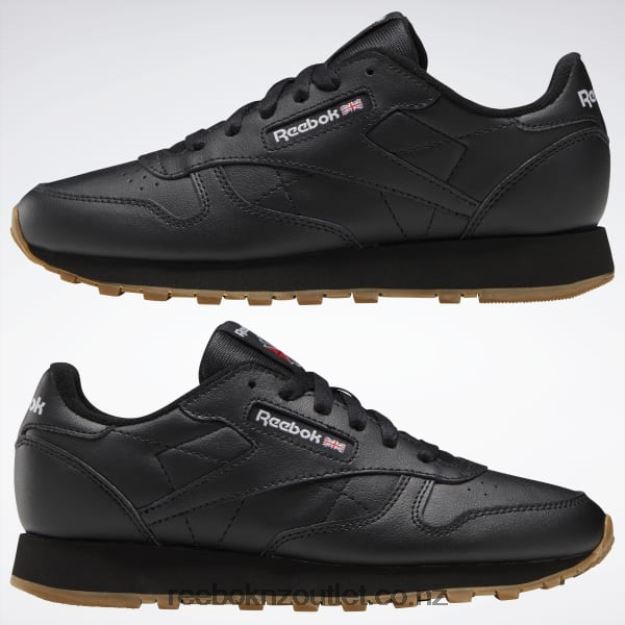 Core Black/Reebok Rubber Gum-02 2B46261422 Classic Leather Shoes - Grade School Reebok Kids
