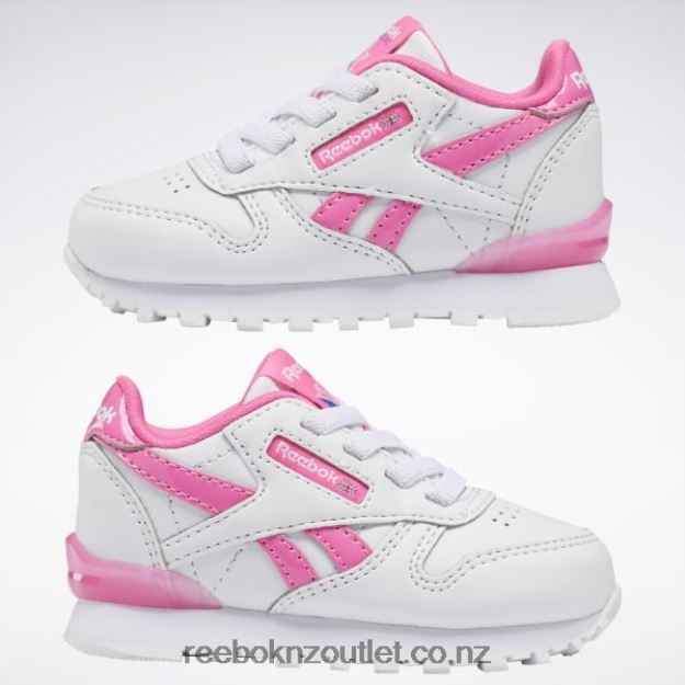 Ftwr White/Atomic Pink 2B46261377 Classic Leather Step \'n\' Flash Shoes - Toddler Reebok Kids