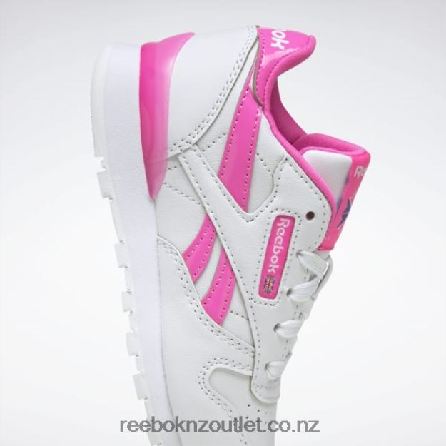 Ftwr White/Atomic Pink 2B46261378 Classic Leather Step \'n\' Flash Shoes - Preschool Reebok Kids