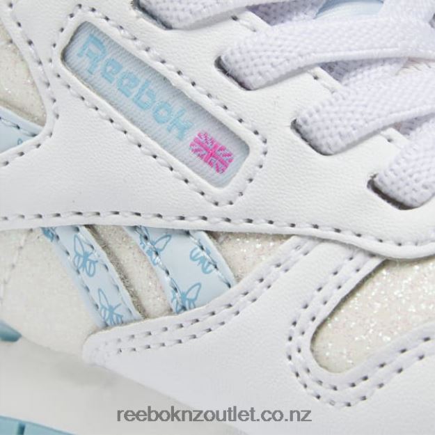 Ftwr White/Digital Blue 2B46261384 Classic Leather Step \'n\' Flash Shoes - Toddler Reebok Kids