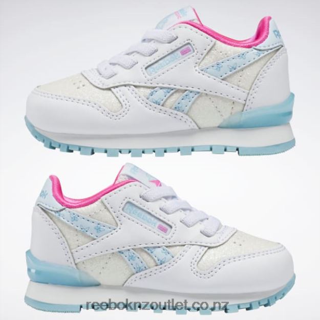 Ftwr White/Digital Blue 2B46261384 Classic Leather Step \'n\' Flash Shoes - Toddler Reebok Kids