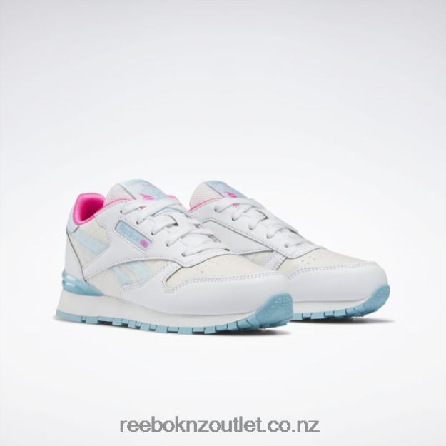 Ftwr White/Digital Blue 2B46261433 Classic Leather Step \'n\' Flash Shoes - Preschool Reebok Kids