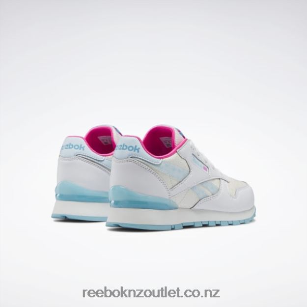 Ftwr White/Digital Blue 2B46261433 Classic Leather Step \'n\' Flash Shoes - Preschool Reebok Kids