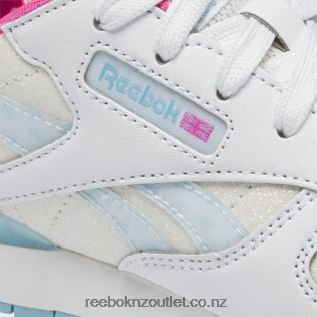 Ftwr White/Digital Blue 2B46261433 Classic Leather Step \'n\' Flash Shoes - Preschool Reebok Kids