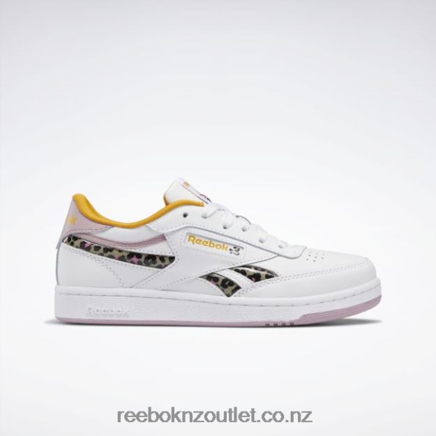 Ftwr White/Infused Lilac/Bright Ochre 2B46261428 Club C Revenge Shoes - Grade School Reebok Kids