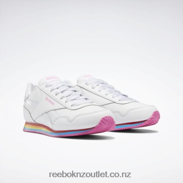 Ftwr White/True Pink 2B46261419 Royal CL Jog 3 Shoes - Preschool Reebok Kids