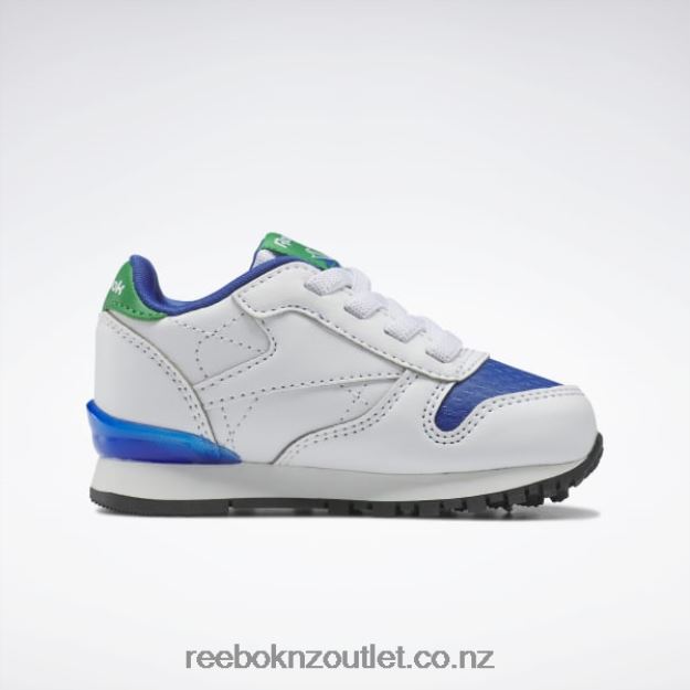 Ftwr White/Vector Blue 2B46261392 Classic Leather Step \'n\' Flash Shoes - Toddler Reebok Kids