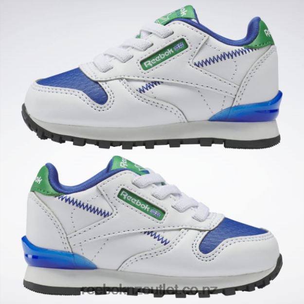 Ftwr White/Vector Blue 2B46261392 Classic Leather Step \'n\' Flash Shoes - Toddler Reebok Kids